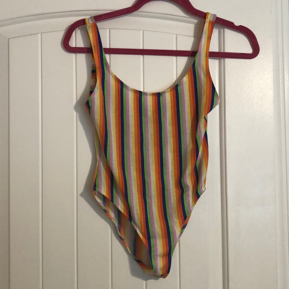 rainbow tank top bodysuit.